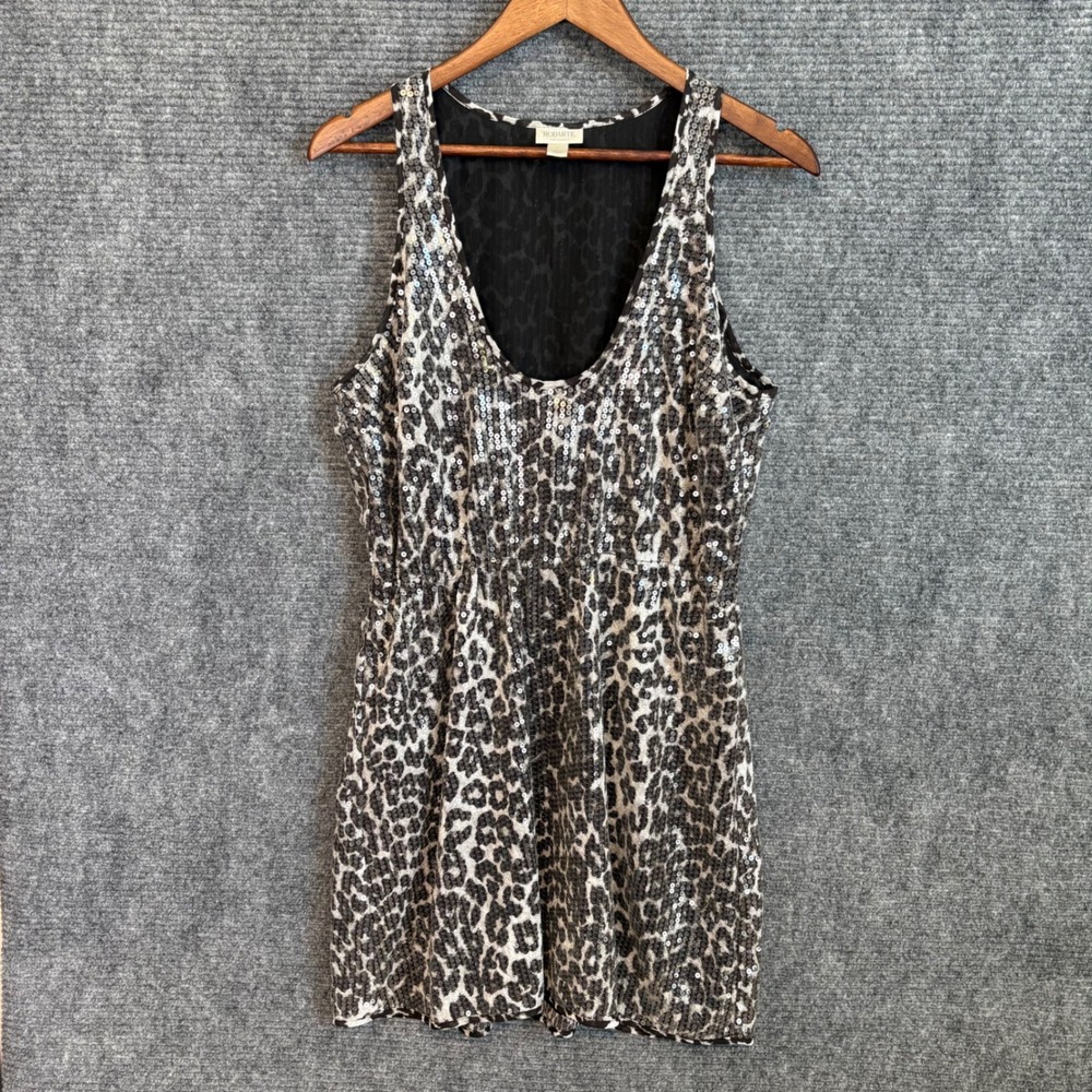 Rodarte for Target Leopard Print Sequin Mini Dress Sleeveless Scoop Neck Large